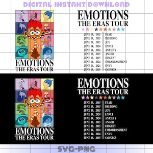 Dubbelzijdige emoties Tour Svg-bundel, voorkant achterkant shirt binnenstebuiten 2 png, svg-bestanden voor de Cricut, silhouetgesneden bestanden