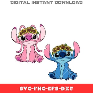 Sunflower Stitch  Angel Bundle Svg, Lilo & Stitch Svg, Disney Svg, Cricut, Silhouette Vector Cut File