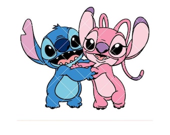 Stitch Angel Hugs Svg, Love Svg, Valentine’s Day Svg, Kawaii Svg, Cricut, Silhouette Vector Cut File