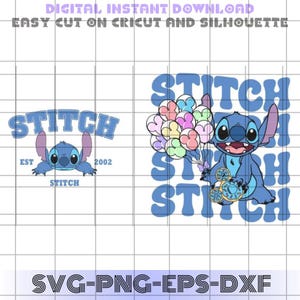 Two Sided Stitch Svg Bundle, Front Back Shirt Stitch Png, Cute Stitch Png, Svg Files For Cricut, Silhouette Cut Files, Layered Kawaii Svg