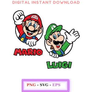 Mario & Luigi Bundle SVG, Mario Charaktere Bundle, Super Mario Bundle, Mario Bros Bundle, Cricut, Silhouette Vektor geschnitten Datei