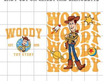 Paquete SVG de Woody de dos caras, camiseta de Toy Story (parte delantera y trasera) PNG, SVG de Toy Story, archivos SVG para Cricut, archivos de corte de silueta, SVG kawaii en capas