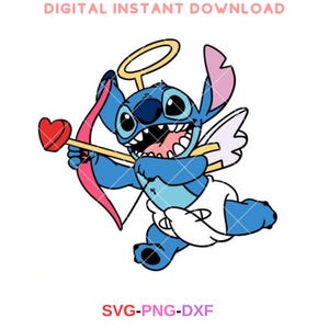 Valentine Stitch Cupid svg, Liebe svg, Valentinstag svg, Kawaii svg, Cricut, Silhouette Vektor geschnitten Datei