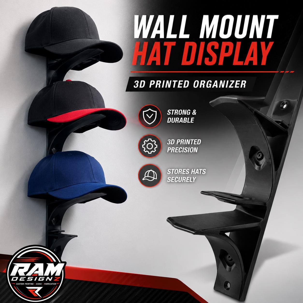 Modular Hat Cap 3D Printed Modular Hat Rack | Snap Together Cap Holder, Wall Mount ...