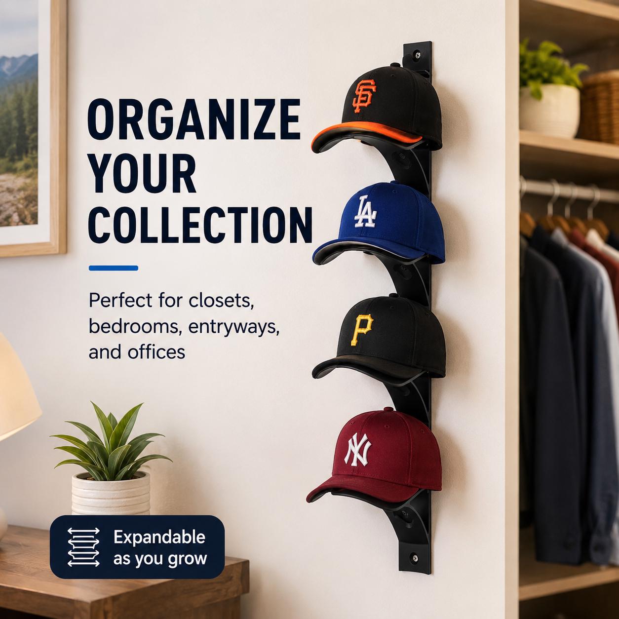 Modular Hat Cap 3D Printed Modular Hat Rack | Snap Together Cap Holder, Wall Mount ...