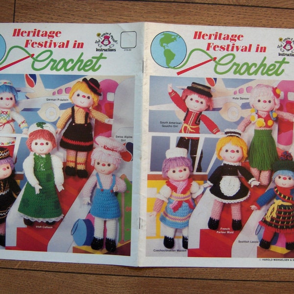 vintage 80s crochet patterns doll clothes Heritage Festival in Crochet
