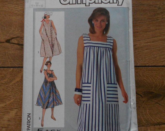 Vintage 1986 Simplicity 7541 Misses Loose Fitting Sundresses Neckline ...