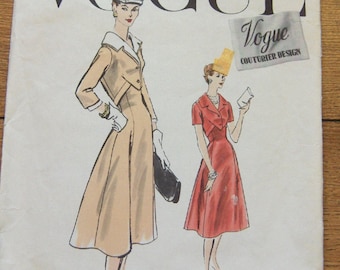 Vintage 50s Vogue couturier design pattern 904 Misses one piece dress sz 10 bust 28 hip 31