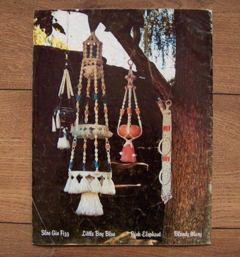 vintage 70s macrame patterns A SIP Of MACRAME plant hangers wallhangings shelf towel holder