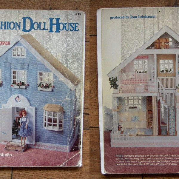 vintage 1992 plastic canvas pattern book FASHION DOLL HOUSE fits 11 1/2" fashion dolls