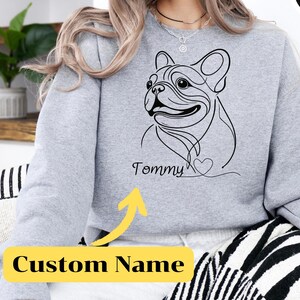 Personalized French Bulldog Sweatshirt, Custom Frenchie Crewneck, Dog Mom Sweater, Pet Lover Gift, Bulldog Shirt, Frenchie Lover Sweatshirt