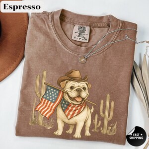 Comfort Colors 4th of July Dog Shirt, Vintage USA Western Tee, American Flag Shirt, Patriotic America Shirt, Fourth of July Graphic T-Shirt