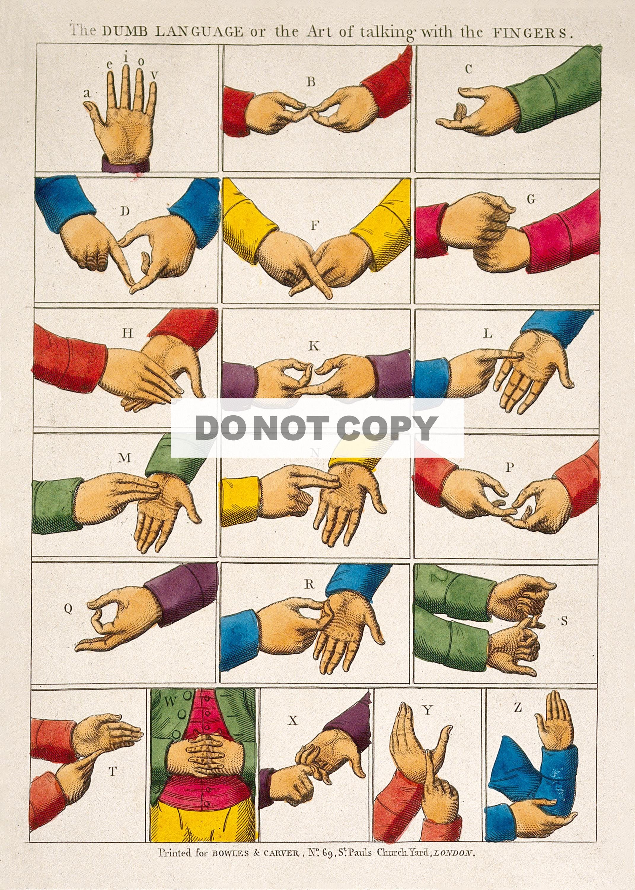 Vintage Educational Poster of Sign Language - Retro Find for Wall Decor ...