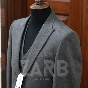 Men&#39;s 3-Piece Tweed Suit, Peaky Blinders Style Tailored Outfit, Vintage Grey Wool Suit, Classic Retro Wedding Suit, Thomas Shelby Style