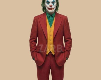 Joker Suit Men Red Suit Yellow Vest Movie Inspired Costume Wedding Prom Outfit