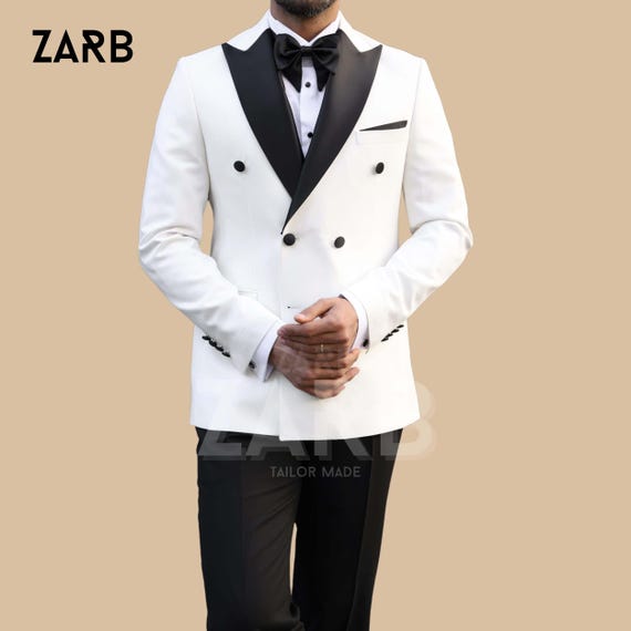 Corbata Negra Chaqueta Smoking Blanca Hombre Traje De Esmoquin