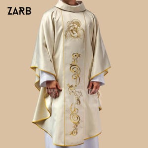 Elegant Catholic Priest Chasuble | Gothic Liturgical Vestment for Mass | Embroidered Clergy Robe | Church Worship Garment