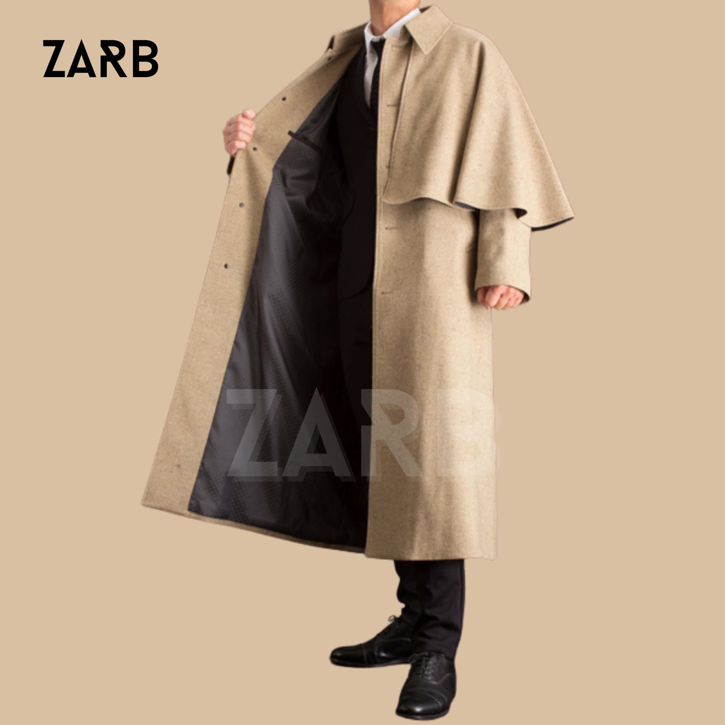 Men's Beige Wool Inverness Cape Coat: Victorian Garrick Style - Etsy