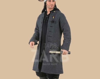 Captain-Inspired Pirate Coat – Jack Sparrow Medieval Renaissance Pirate Frock Coat, Men’s Vintage Costume for Cosplay, Festivals & Halloween