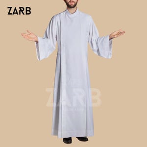 White Liturgical Cassock Alb for Clergy | Traditional Priest Vestment | Comfortable Lightweight Alb Robe with Bell Sleeves