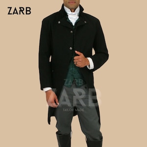 Black Wool Regency Tailcoat: Vintage Edwardian Frock Coat