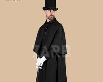 Men's Inverness Cape - Victorian Wool Cloak, Sherlock Holmes Style, Steampunk & Historical Cosplay