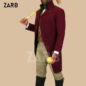 Vintage Maroon Wool Regency Tailcoat: Custom 18th Century Frock Coat