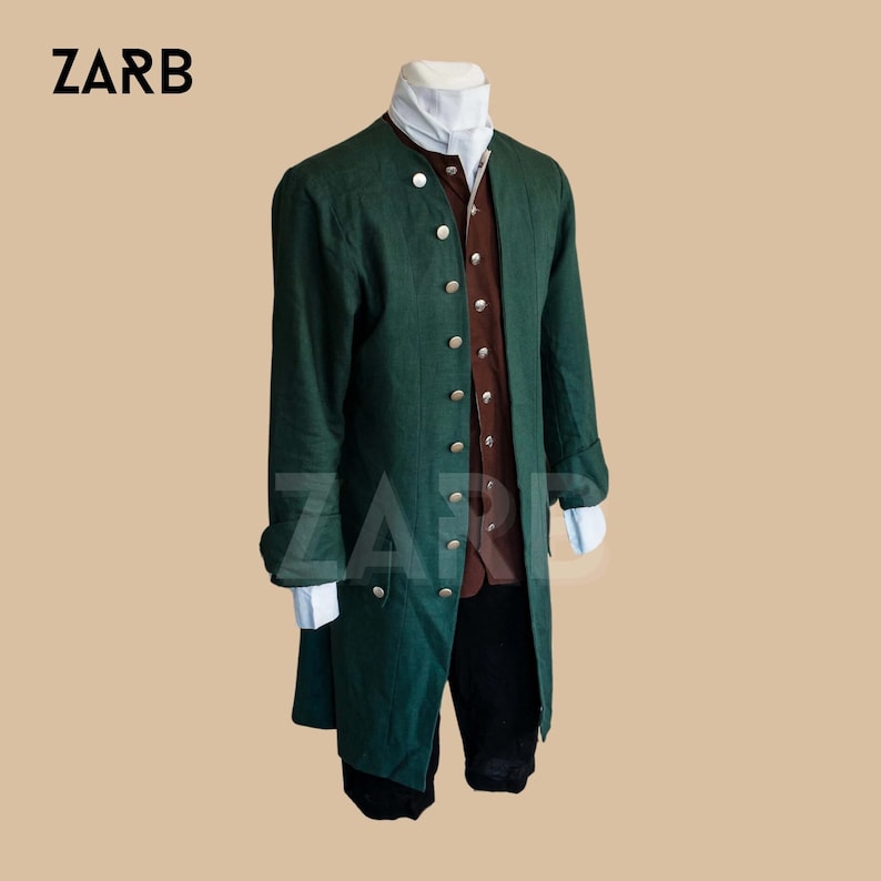 Men’s 18th Century Waistcoat & Jacket Costume, Outlander Jamie Fraser Inspired Scottish Highland Outfit, Historical Cosplay Colonial Costume