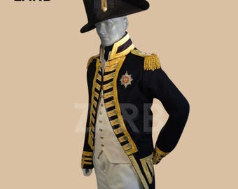 British Royal Navy Vice Admiral Wool Jacket: Steampunk Officer Costume