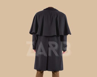 希少 vintage japan inverness coat Japanese Men's Traditional Kimono Inverness Coat Black Fast