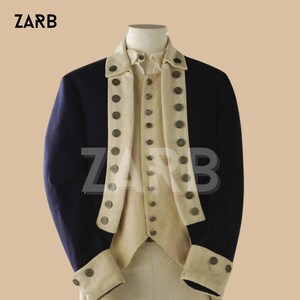 George Washington Uniform - Navy Blue Lapel Wool, Continental Army Coat - Custom Size, Complete Set| Blue Rolls Bespoke