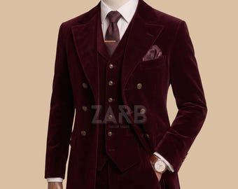 Burgundy Velvet Long Coat | Victorian Regency Tailcoat | Formal Wedding Victorian Outfit