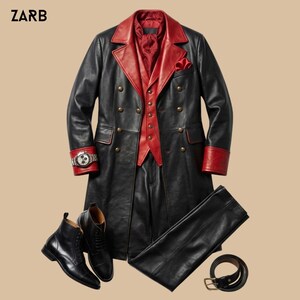 Victorian vampire leather trench coat for men