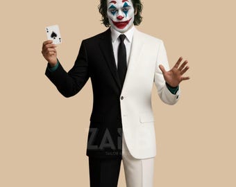 Joker Suit Men Two Tone Suit: Custom Tailored Villain Costume Wedding Prom Outfit