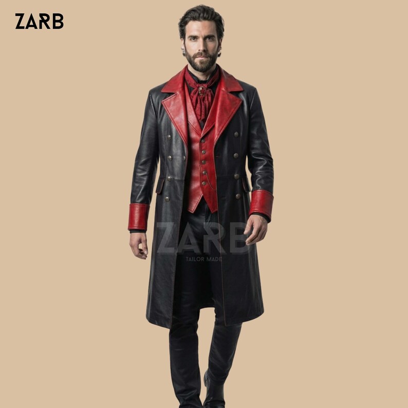 Handmade Gothic Leather Tailcoat – Victorian Steampunk Vampire Coat