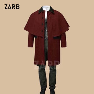 Herren Burgund Wolle Inverness Cape: Viktorianischer Steampunk Mantel