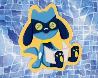 Sticker Riolu aan het zwembad