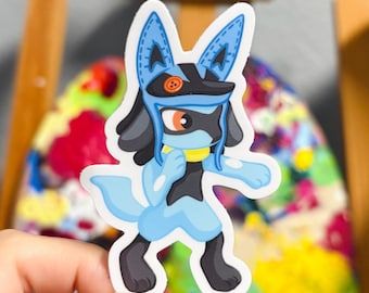 Pegatina de Riolu con sombrero de Lucario
