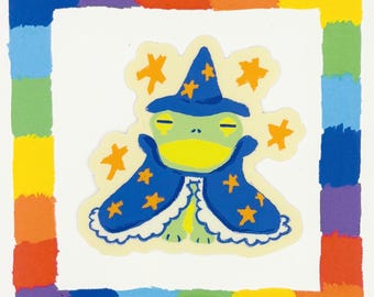 Pegatina de rana maga mágica