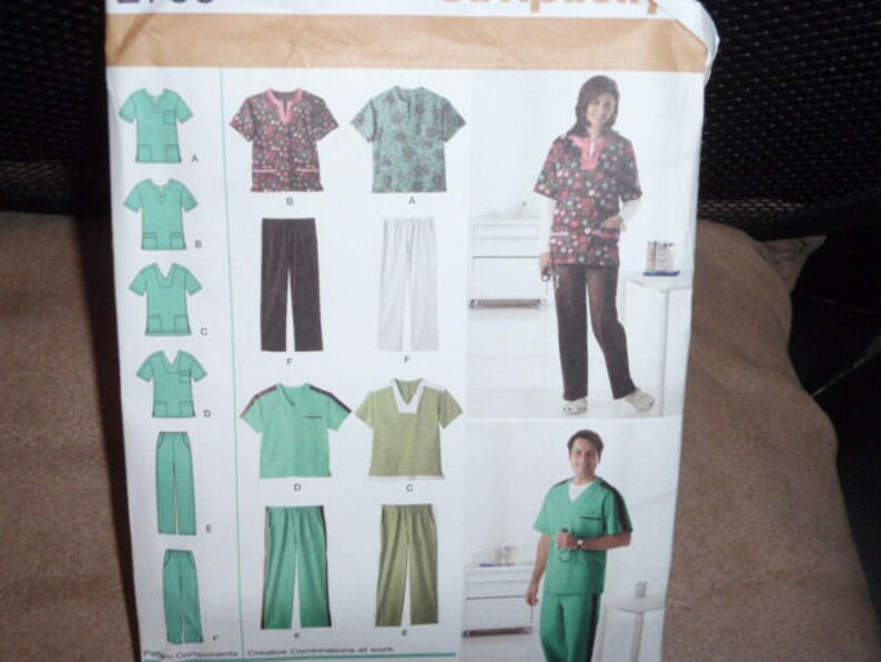 Uncut XL  New Simplicity 2769 Men and Women Scrub Tops and Pants Size  Xs M or M