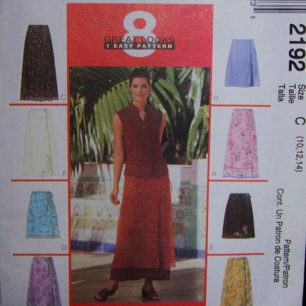 McCall's 2192 Wrap Skirts in Two Lenghts   Size 10-12-14 New-Uncut