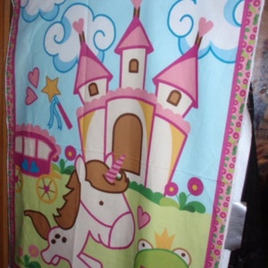 Castle and Unicorn Fantasy Cotton Fabric Panel or Backing Fabric 100% Cotton 33 Width X 45 Height   Fabric for Personal Use Face Mask