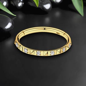 Anillo de titanio con diseño de pirámide y circonitas, anillo para la nariz, aro para cartílago, aro con forma de caracol, piercing para hélix