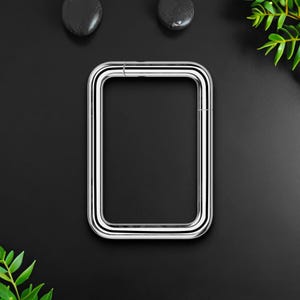 Titanium Clicker Ring in Rectangular Shape, Septum Jewelry, Daith Clicker, Piercing Ring, Nose Hoop, Septum Earring, Silver