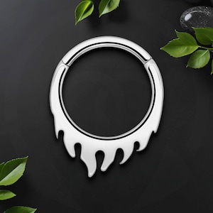 Titan Clicker Ring in Flammenform, Daith Schmuck, Piercing Ring, Nase Hoop, Daith Ohrring, Septum Clicker