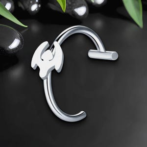 Surgical Steel Lip Ring with Bat Figure, Lip Jewelry, Non-Piercing Ring, Lip Accessory, Fake Lip Hugger, Faux Lip Piercing
