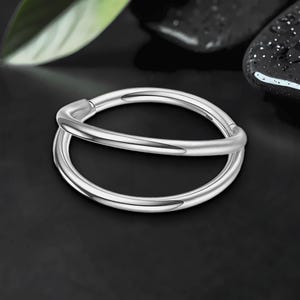 Anello Clicker in Titanio in Stile Classico a Doppio Cerchio, Cerchio Rook, Orecchino per Cartilagine, Anello per Lobo dell'Orecchio, Huggie per il Naso, Piercing per l'Elica