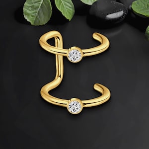 Surgical Steel Ear Cuff with Double Hoops and Zirconia, Cartilage Wrap, Fake Piercing Jacket, No Piercing Jewelry, Dainty Hoop, Helix Clip