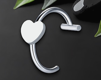 Surgical Steel Lip Ring with Heart Figure, Fashion Lip Ring, Faux Lip Cuff, Lip Decoration, Temporary Lip Ring, Lip Ornament, Silver
