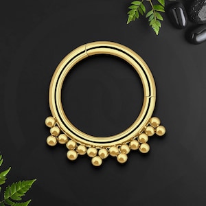 Titan Clicker Ring mit kleinen Perlen, Piercing Hoop, Nasenpiercing, Septum Ring, Daith Schmuck, Septum Ohrring